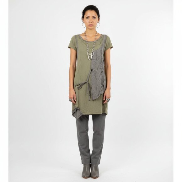 Beverly’s Green & Gray Short Sleeve Panel Tie Tee Shirt M - Picture 6 of 6